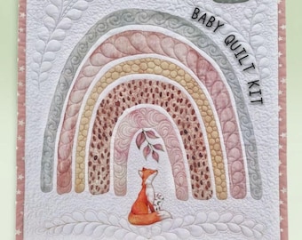 Animal baby quilt kit precut with fox panel Nursery crib blanket