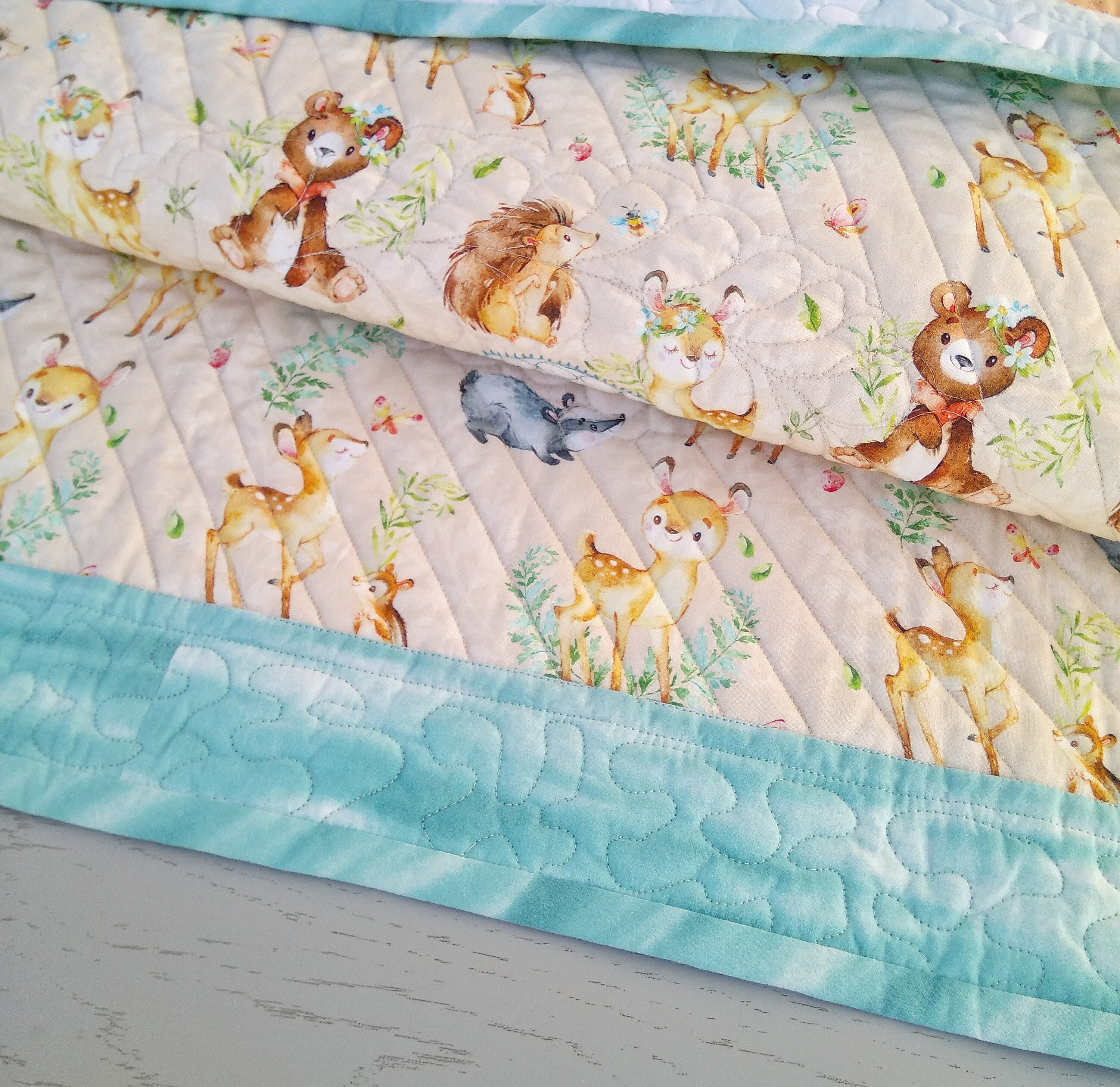 Personalized blanket baby boy Woodland baby quilt handmade Etsy
