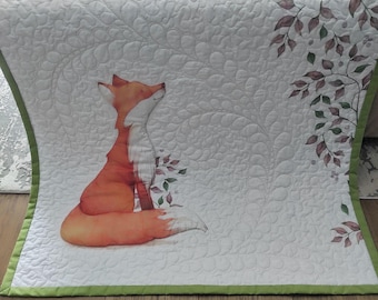 Handmade Fox Baby Quilt Personalized: Woodland Nursery Bedding – Infant Blanket