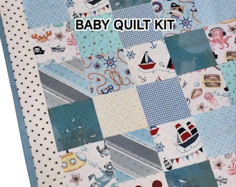 Baby quilt kit precut Ocean baby blanket Beginner quilt kit 5" charm pack