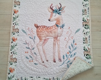 Personalized quilt Crib blanket New arrival gift Woodland nursery decor
