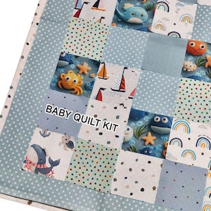 Ocean baby quilt kit precut beginner Under the sea animal Personalized option