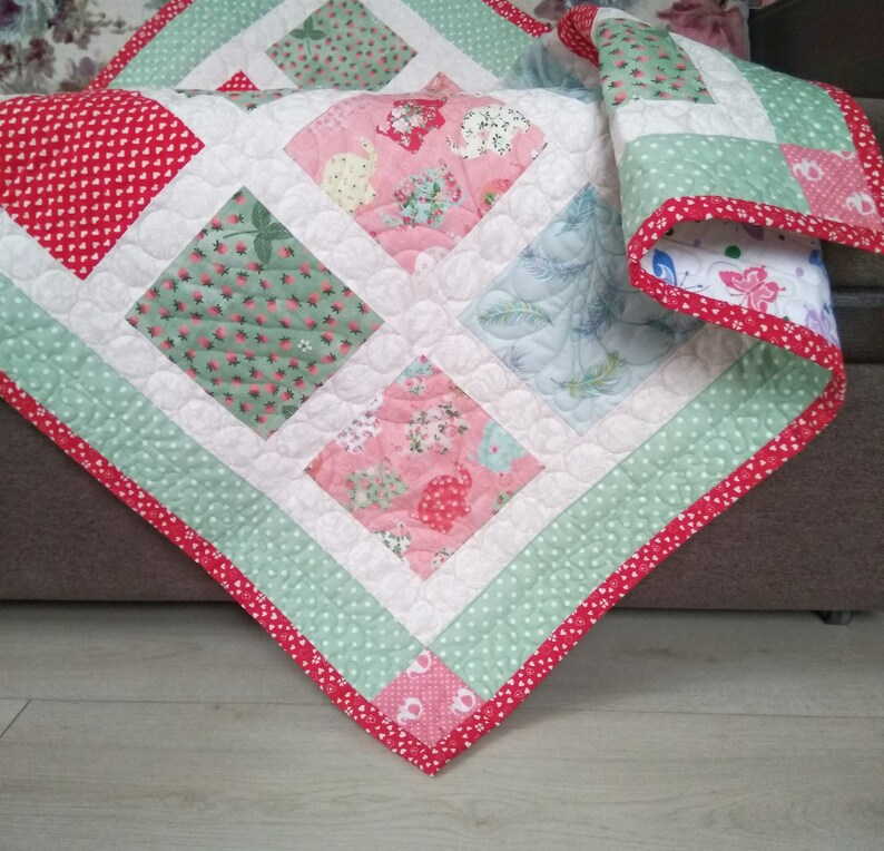 Ukrainian Shop Sage Green Baby Quilt Handmade Patchwork Etsy Israel