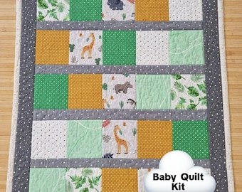 Beginner Baby Quilt Kit Precut Jungle Quilt Kit Nursery Crib Blanket