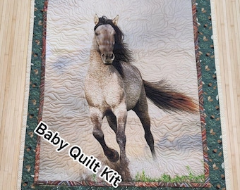 Baby quilt kit Beginner quilt kit precut Handmade baby quilt Horse panel