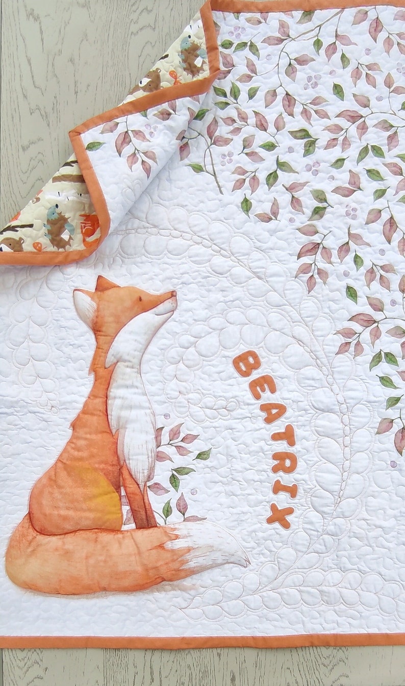 Personalized Baby Quilt Handmade Fox Baby Blanket Etsy