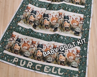 Woodland baby quilt kit precut Nursery crib quilt Personalized baby quilt handmade