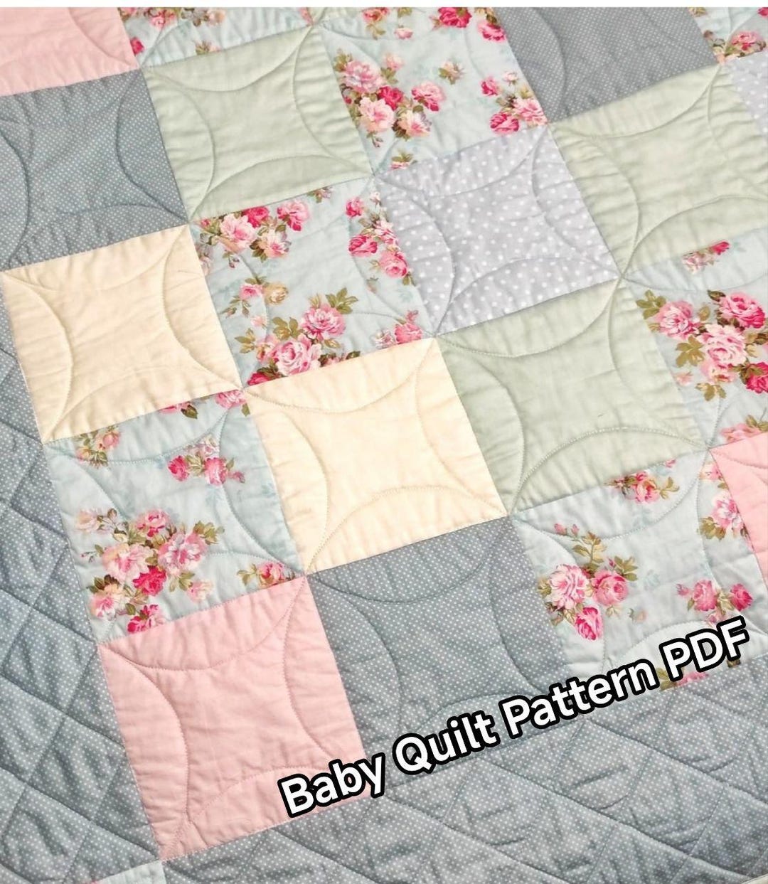 Beginner Baby Quilt Pattern PDF Digital Easy Baby Quilt Tutorial Floral ...