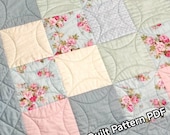 Beginner baby quilt pattern PDF Digital Easy baby quilt tutorial Floral patchwork quilt