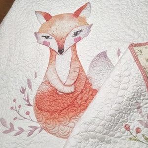 Handmade Fox Baby Quilt: Woodland Nursery Decor, Custom Name Applique