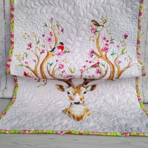 Woodland baby quilt handmade Personalized quilt Deer baby blanket