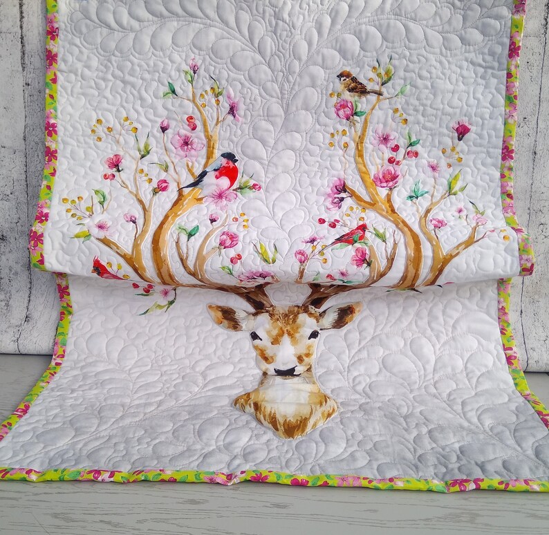 Personalized Deer Baby Quilt Handmade Woodland Animals Baby Etsy