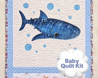 Shark beginner baby quilt kit precut Ocean nursery crib blanket