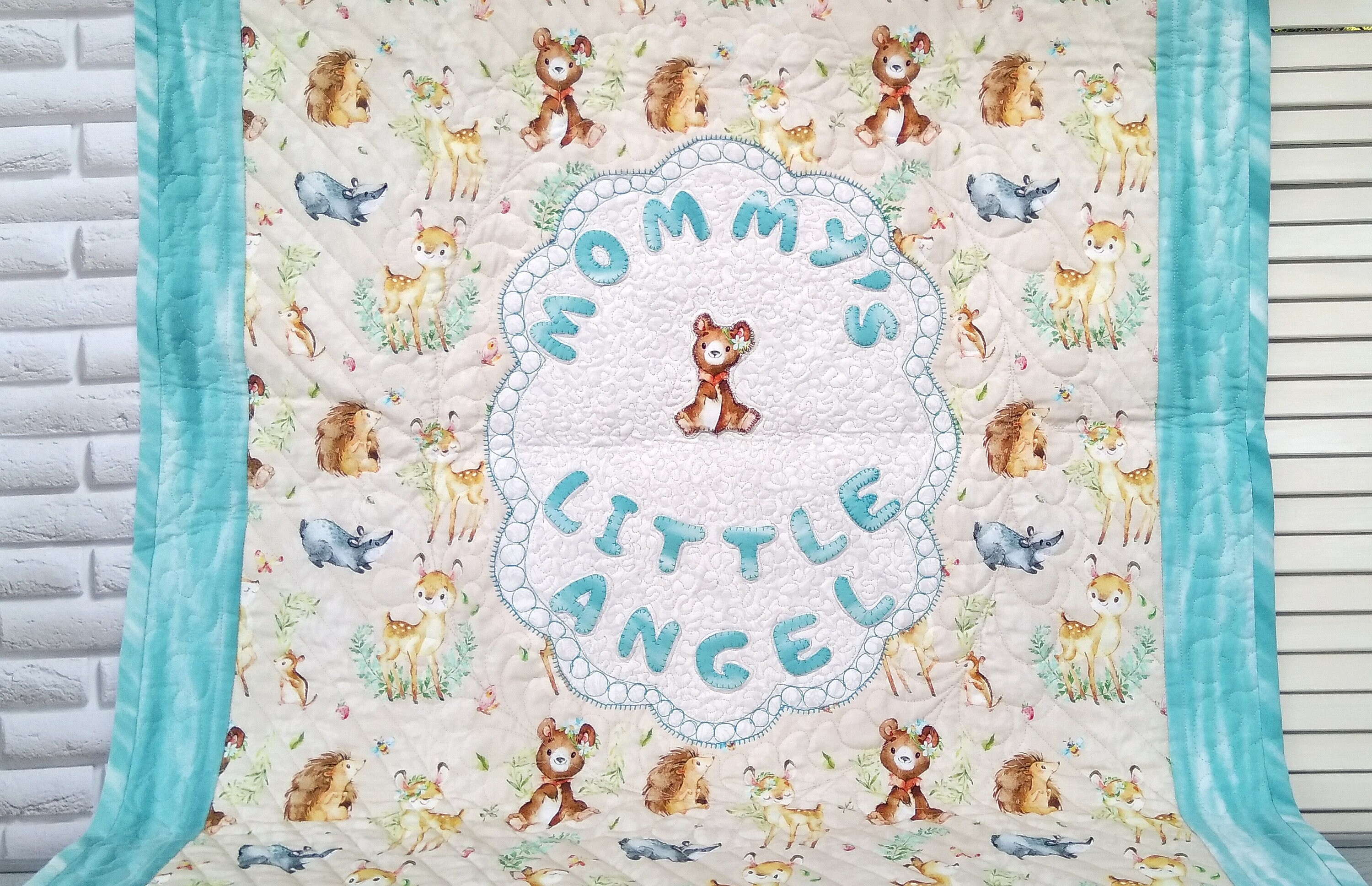 Bear baby bedding Woodland baby quilt handmade Etsy