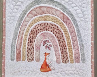 Fox baby quilt handmade Animal nursery crib blanket