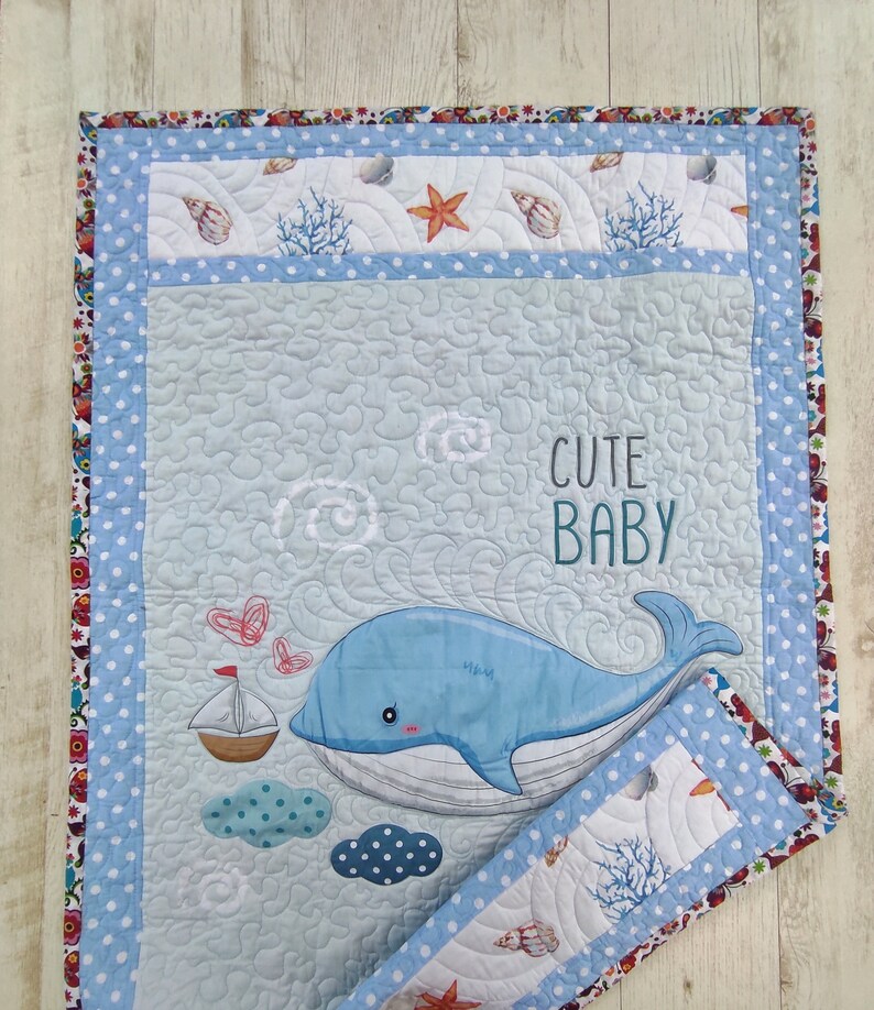 Blue Quilt Ocean Baby Quilt Handmade Kids Quilt Patchwork Baby Etsy