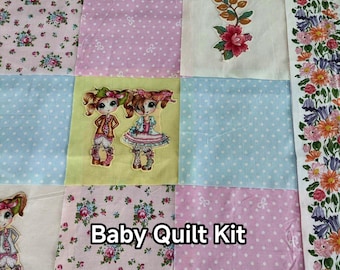 Applique baby quilt kit precut Nursery crib quilt kit with fabrics Size 30" x 43"
