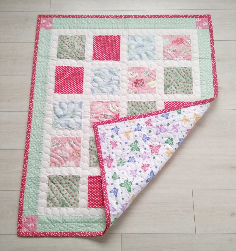 Ukrainian Shop Sage Green Baby Quilt Handmade Patchwork Etsy Israel