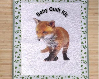 Animal baby quilt kit beginner Precut quilt kit  Fox baby quilt