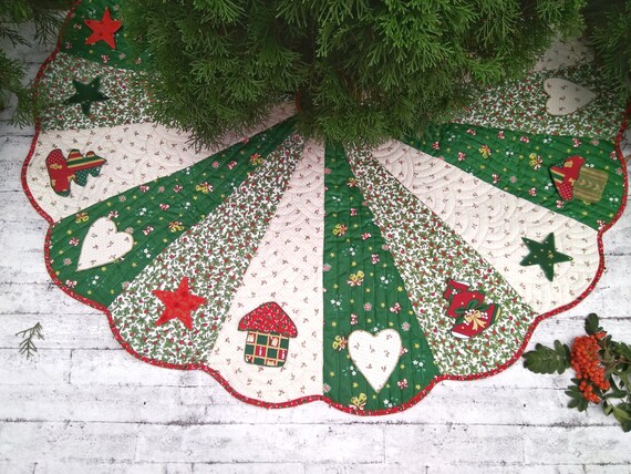 Quilted Christmas Tree Skirt Handmade Etsy
