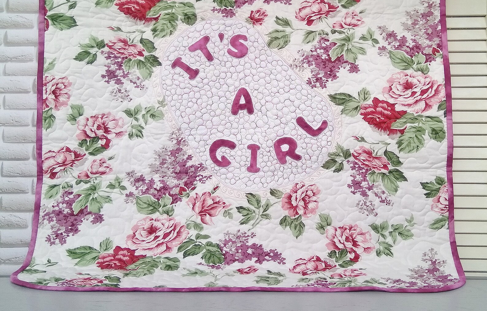 Baby girl quilt handmade Floral crib bedding Etsy