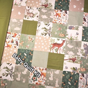 Woodland baby quilt kit Pre-cut beginner project Personalized option
