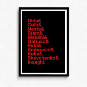 AC Milan, 2005 team, Champions League, Football Print, Gift for Him, Football Wall Art, art prints, quote prints, retro football print