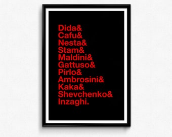 AC Milan, 2005 team, Champions League, Football Print, Gift for Him, Football Wall Art, art prints, quote prints, retro football print