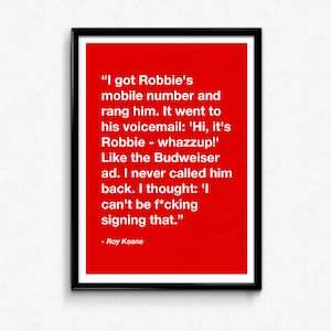 Roy Keane quote, Football Print, Gift for Him, Man Utd Wall Art, sports quote, Manchester United, football quote, Christmas gift for him,
