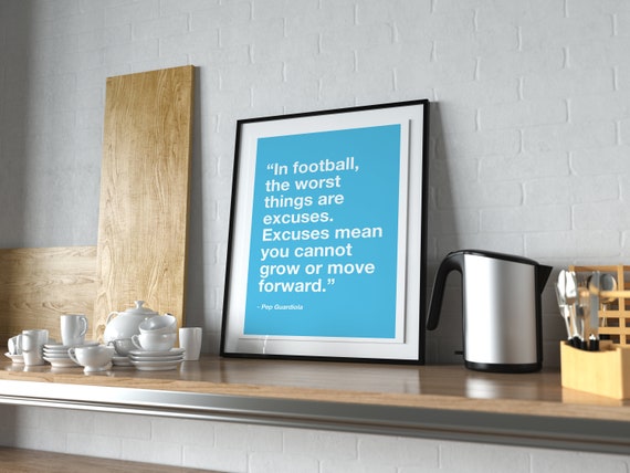 Pep Guardiola Football Print Manchester City Gift For Him Etsy