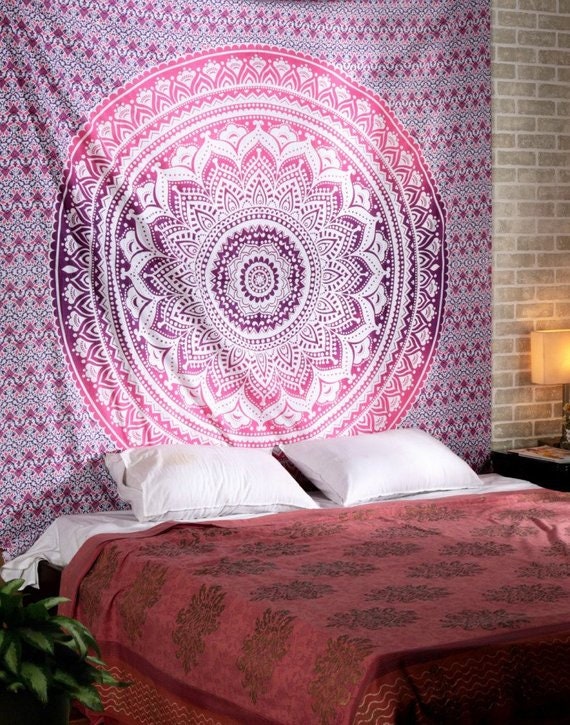 Indian Mandala Floral Wall Hanging Tapestry Hippie Bedspread Etsy