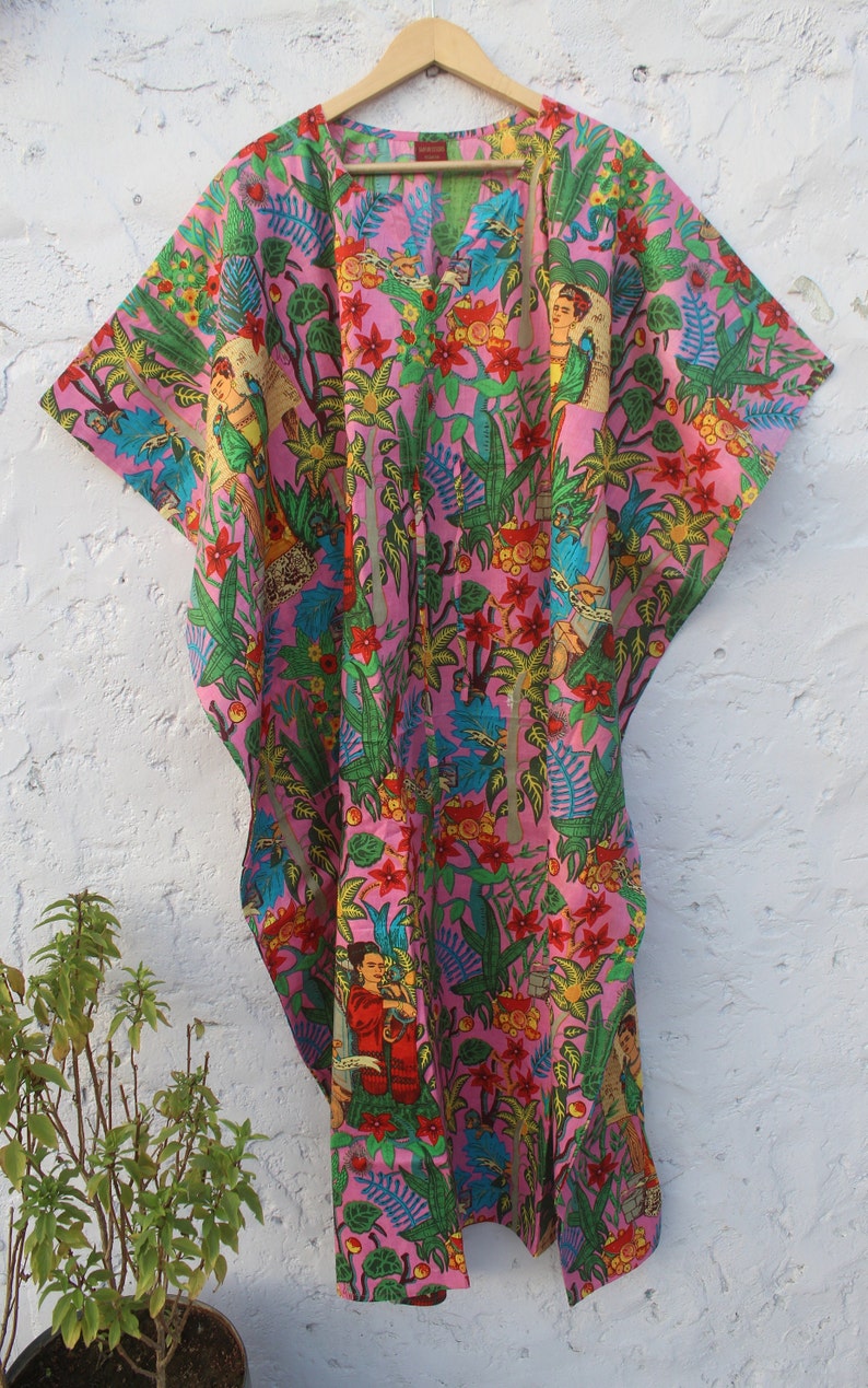 Frida Kahlo Printed Caftan Cotton Long Kaftanparty Wear - Etsy