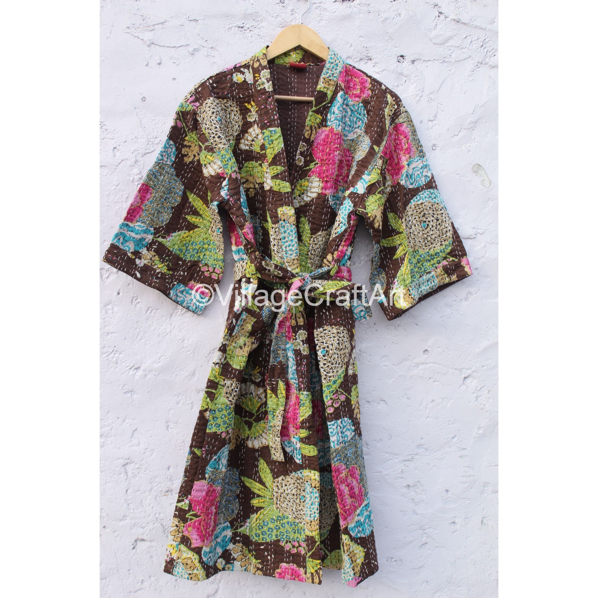 Tropical Print Kantha Jacket Cotton Kantha Kimono Beach Wear | Etsy