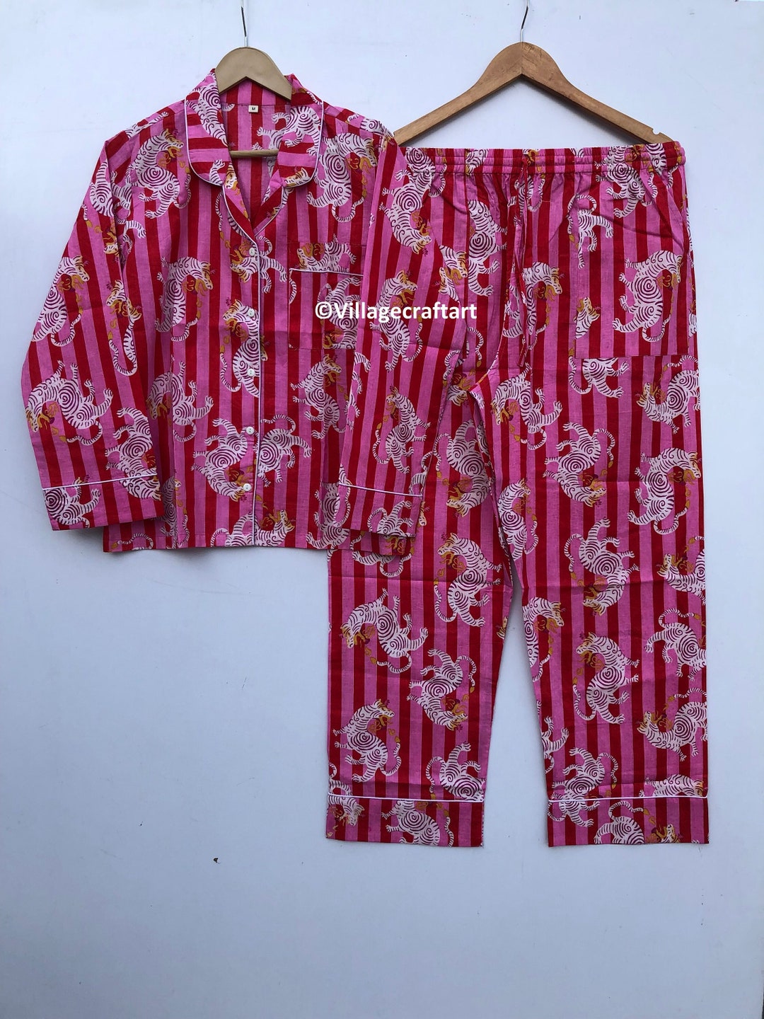 Zebra Print Pajamas/adult PJ Set/wedding's Gift/ Cotton Pajama Set ...