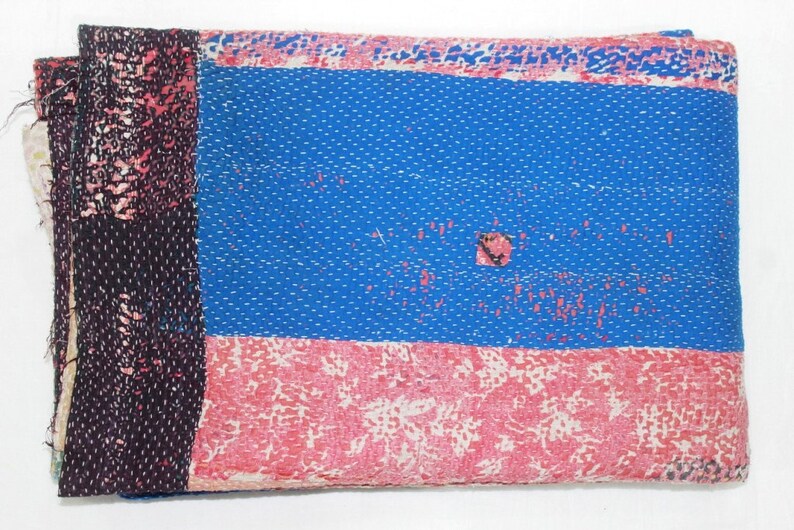 Truely Antique Kantha Quilt Cotton Indian Vintage Handmade Throw Artisan Blanket Coverlet Gudari FK30