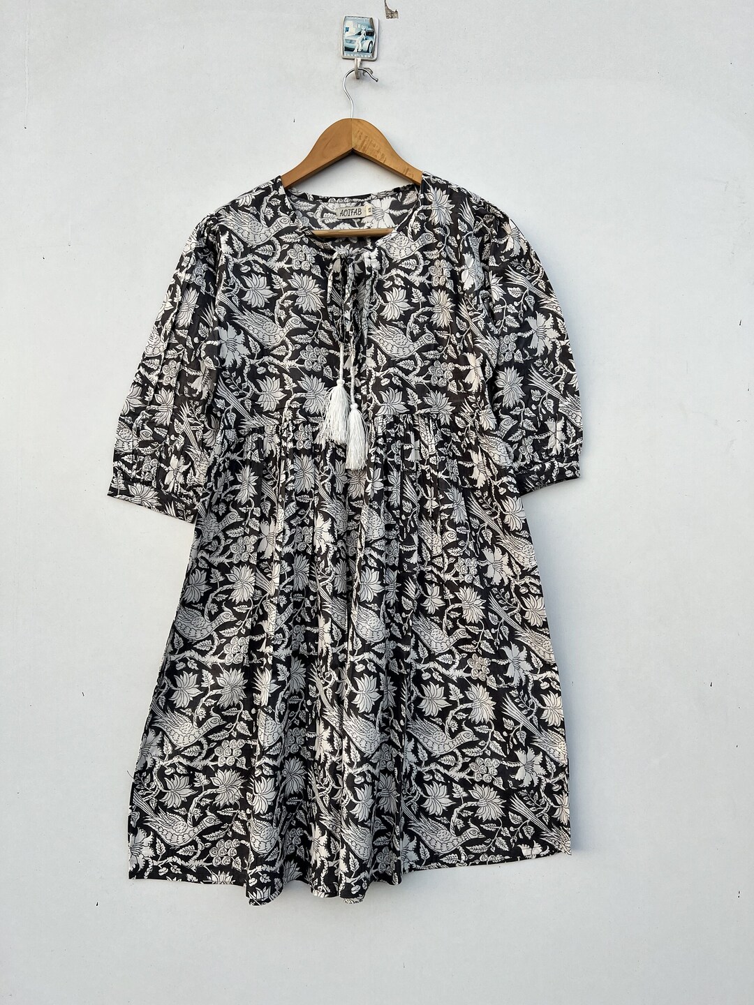 Hand Block Printed Midi Dress 100 Cotton Short Tunic Block Etsy