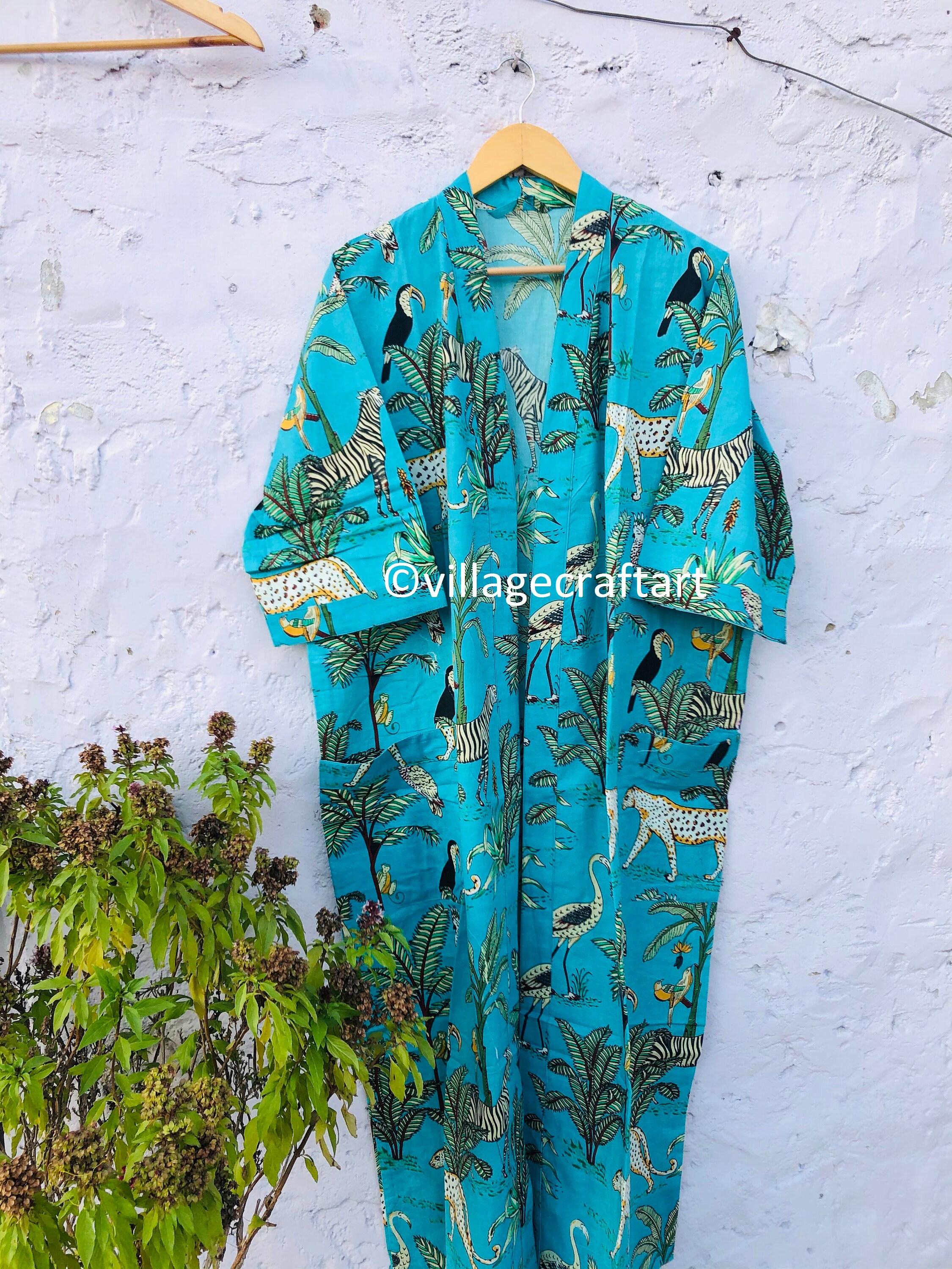 Tiger Print Cotton Kimono Bridesmaid Cotton Robe Kimonos for Etsy UK
