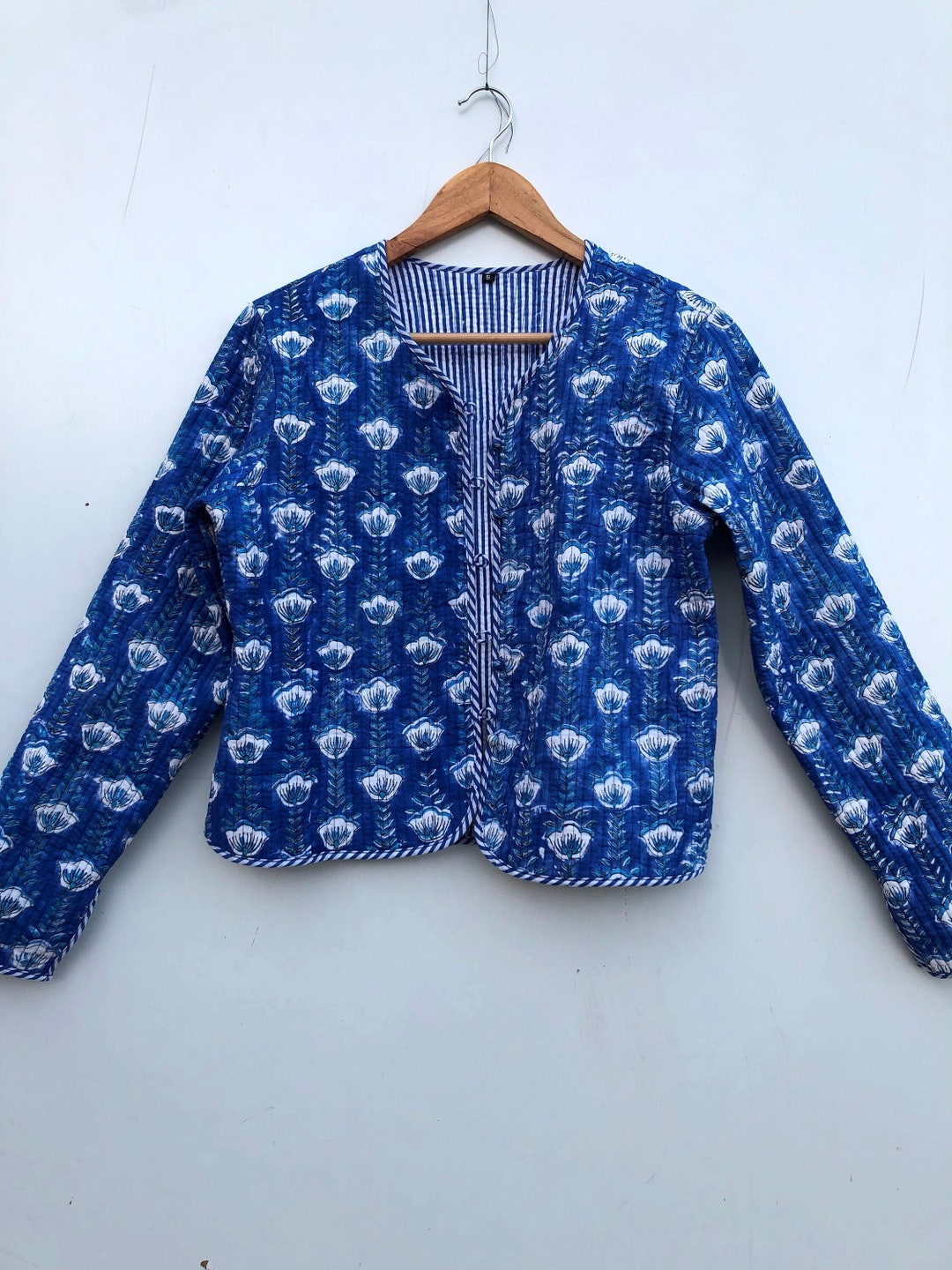 Reversible Jacket Kantha Jacket Indian Handmade Cotton Jacket Blue ...