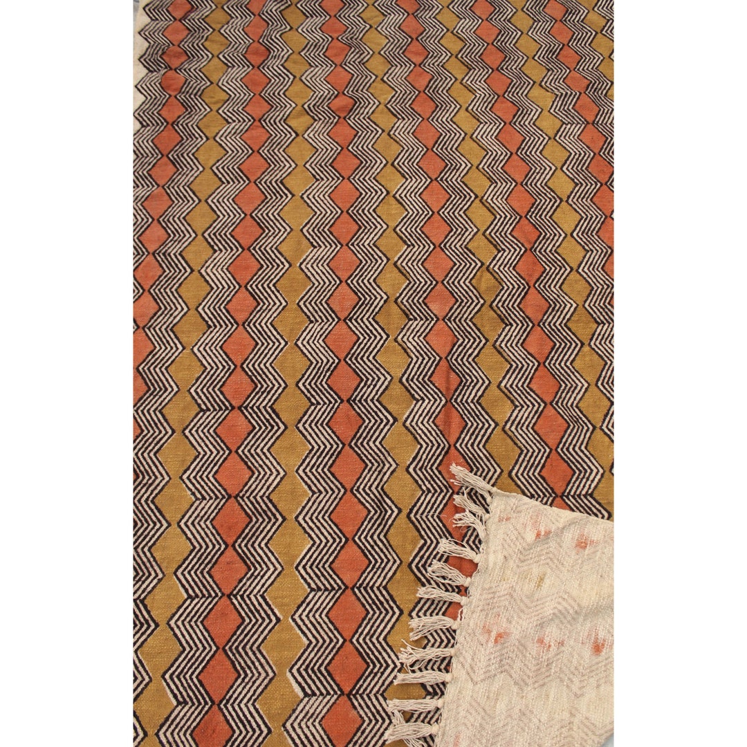 Khadi INDIAN Throw Bohemian Mud Cloth Throw Hand Loomed Blanket Block Print Cotton Throw Ethnic