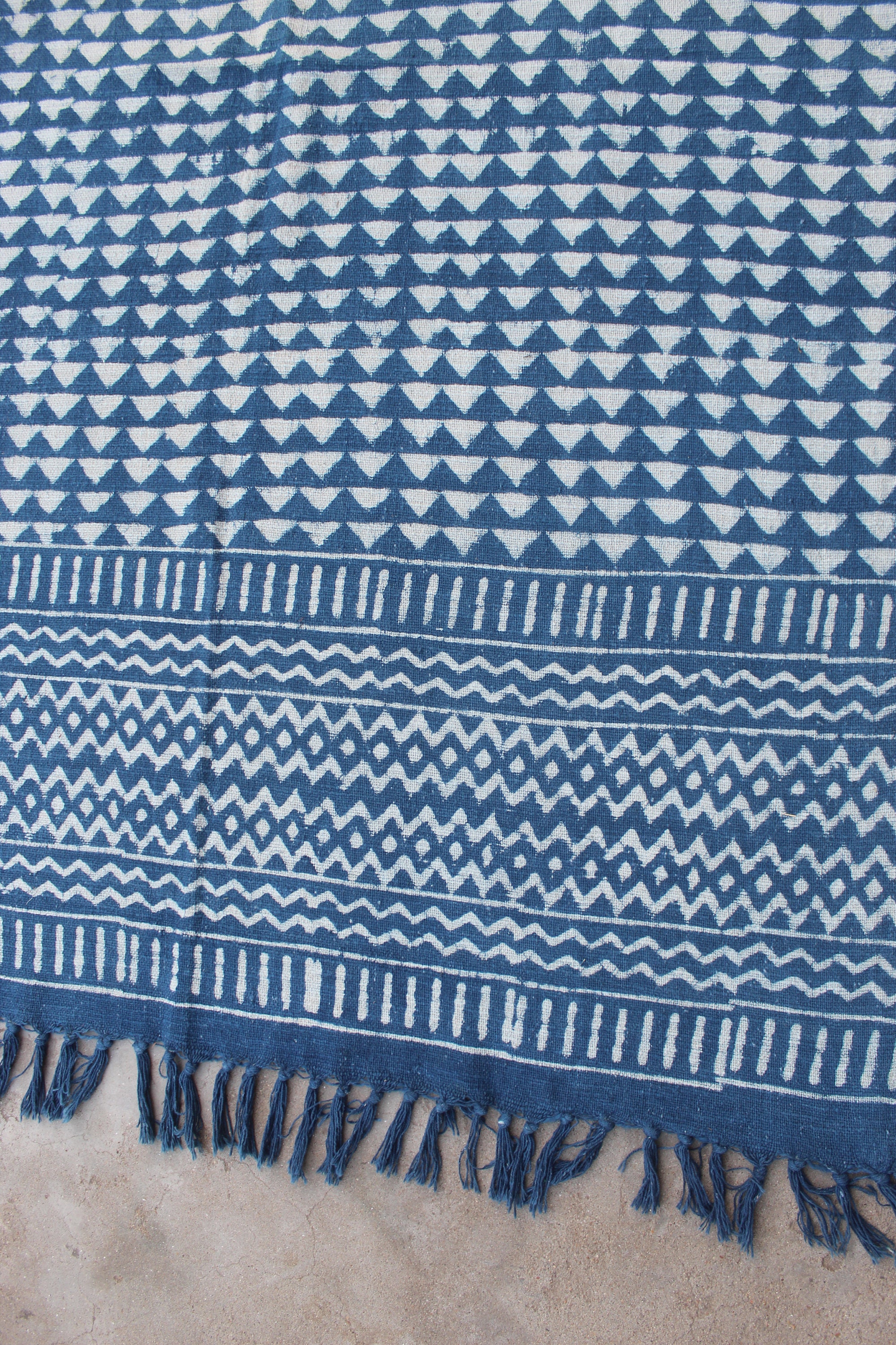 INDIGO Khadi Throw Indian HandLoom Rug Block Print Throw Etsy