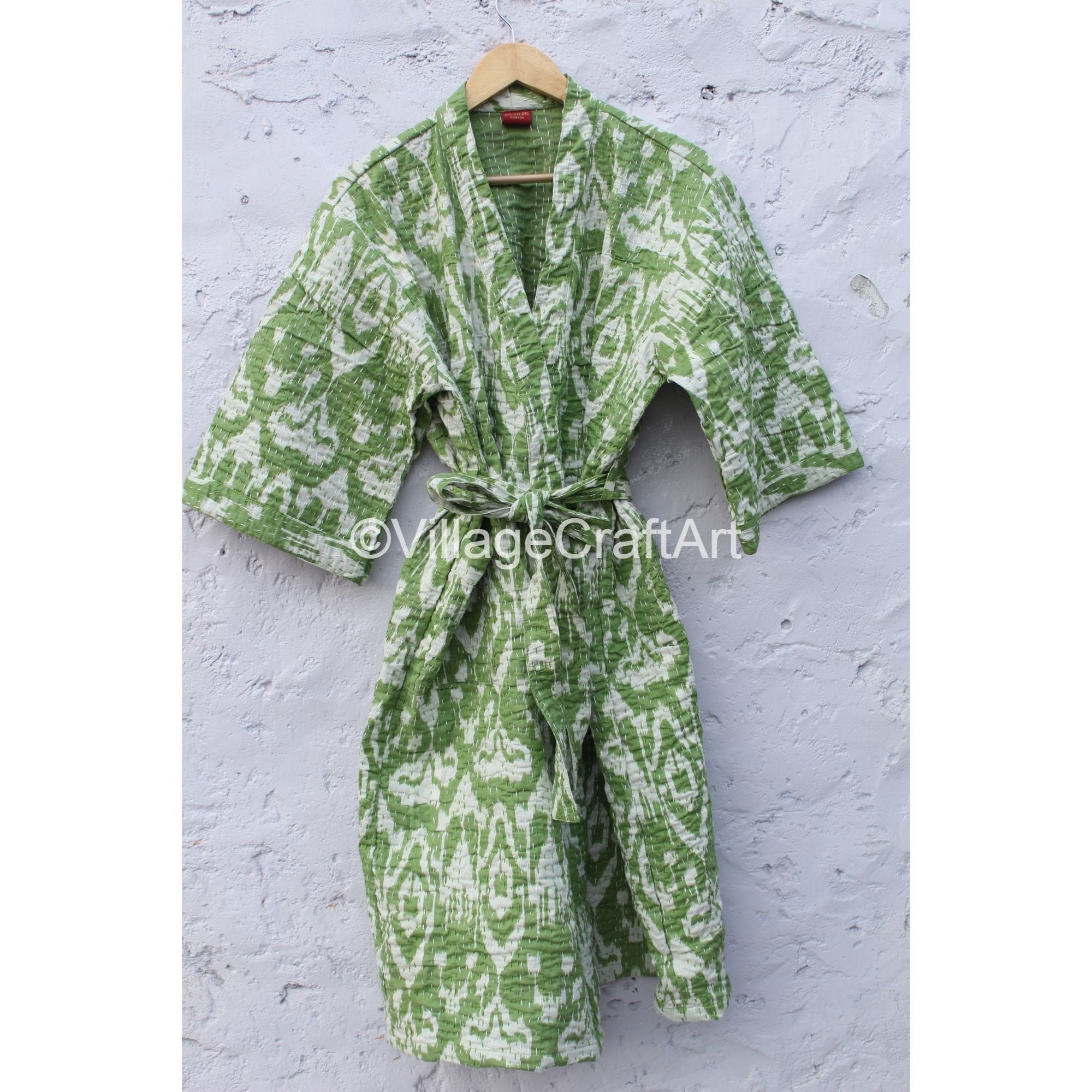Kantha Quilt JacketHand Block Printed Cotton Kantha Kimono | Etsy