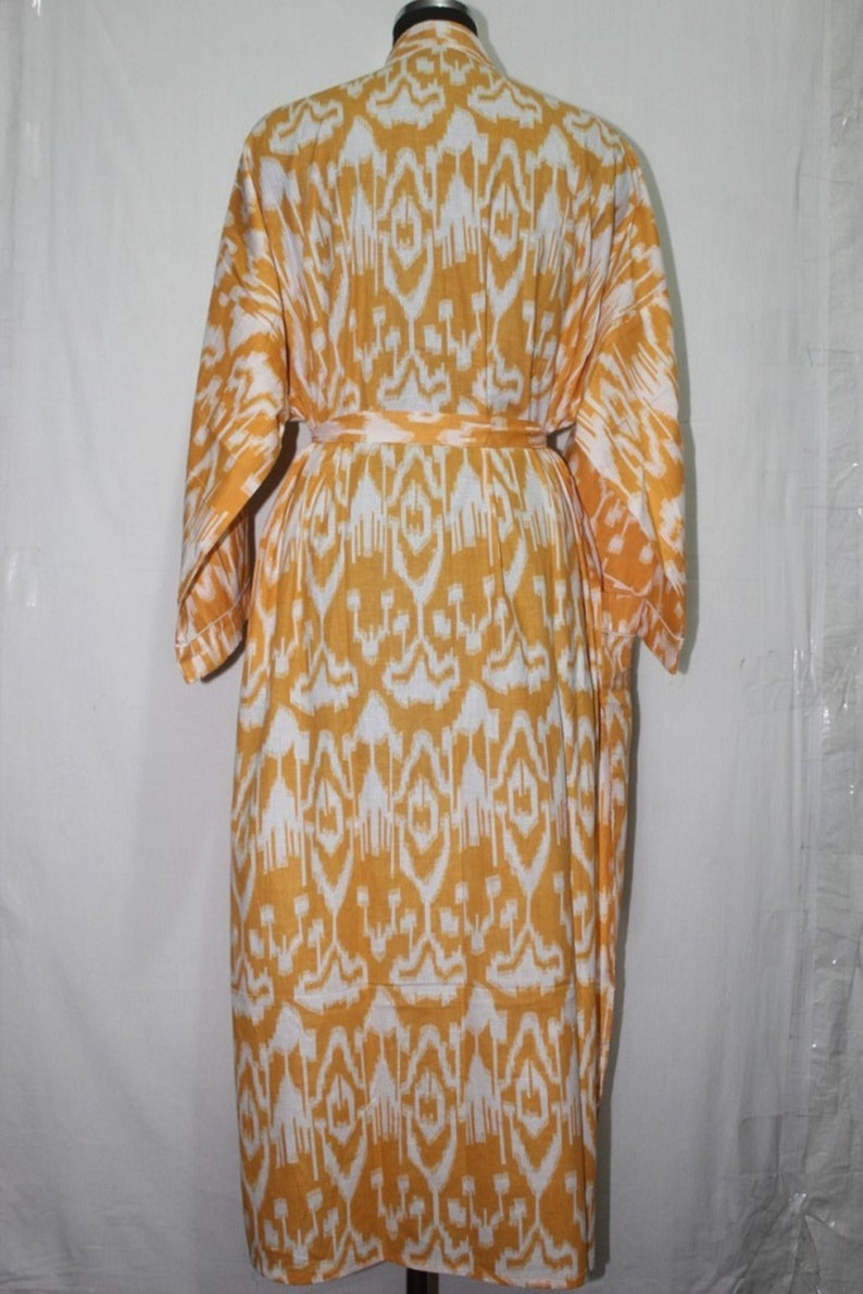 Hand Block Ikat Printed Robe Cotton Bath Robe Jacket Dress Etsy
