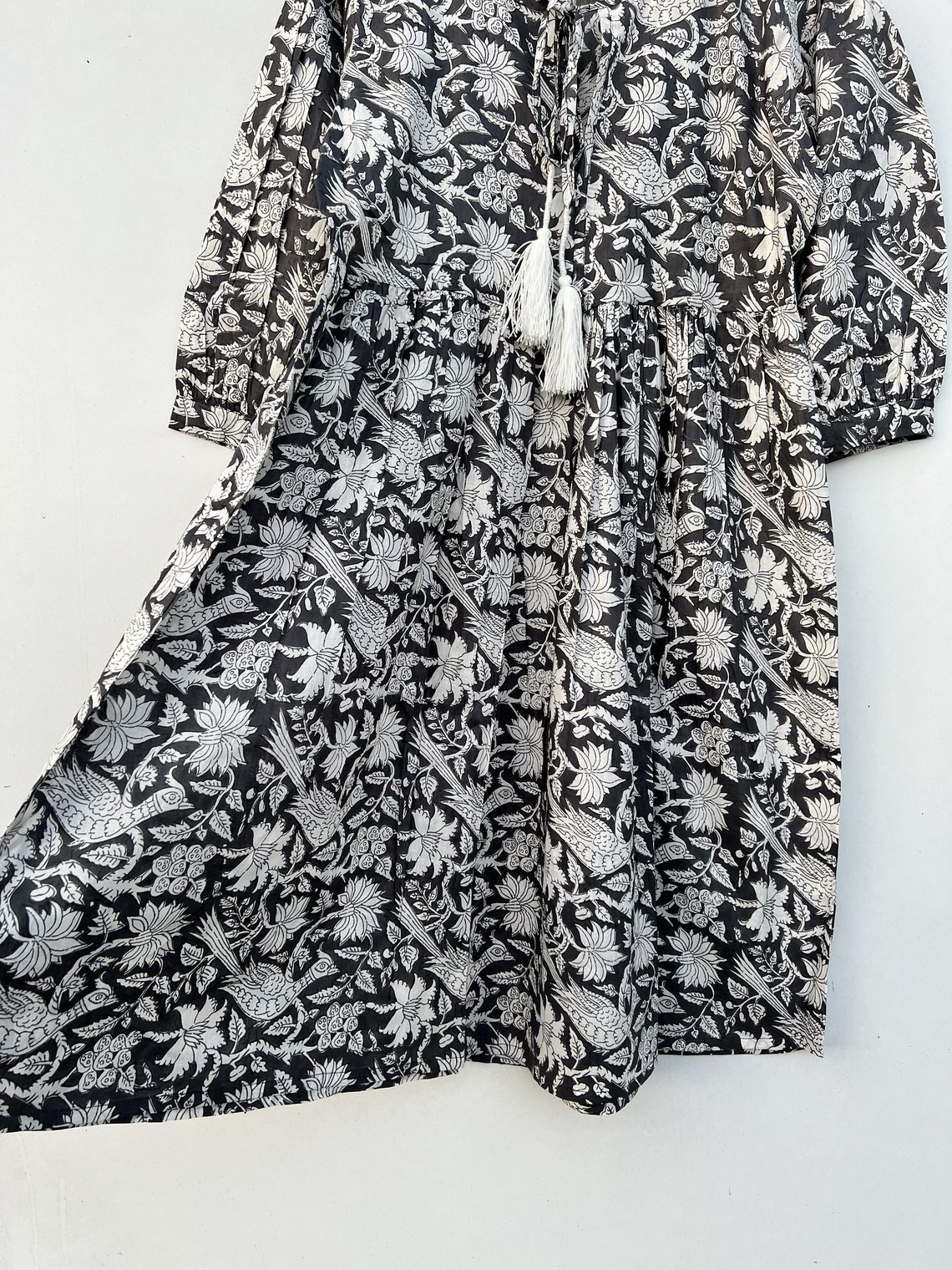 Hand Block Printed Midi Dress 100 Cotton Short Tunic Block Etsy