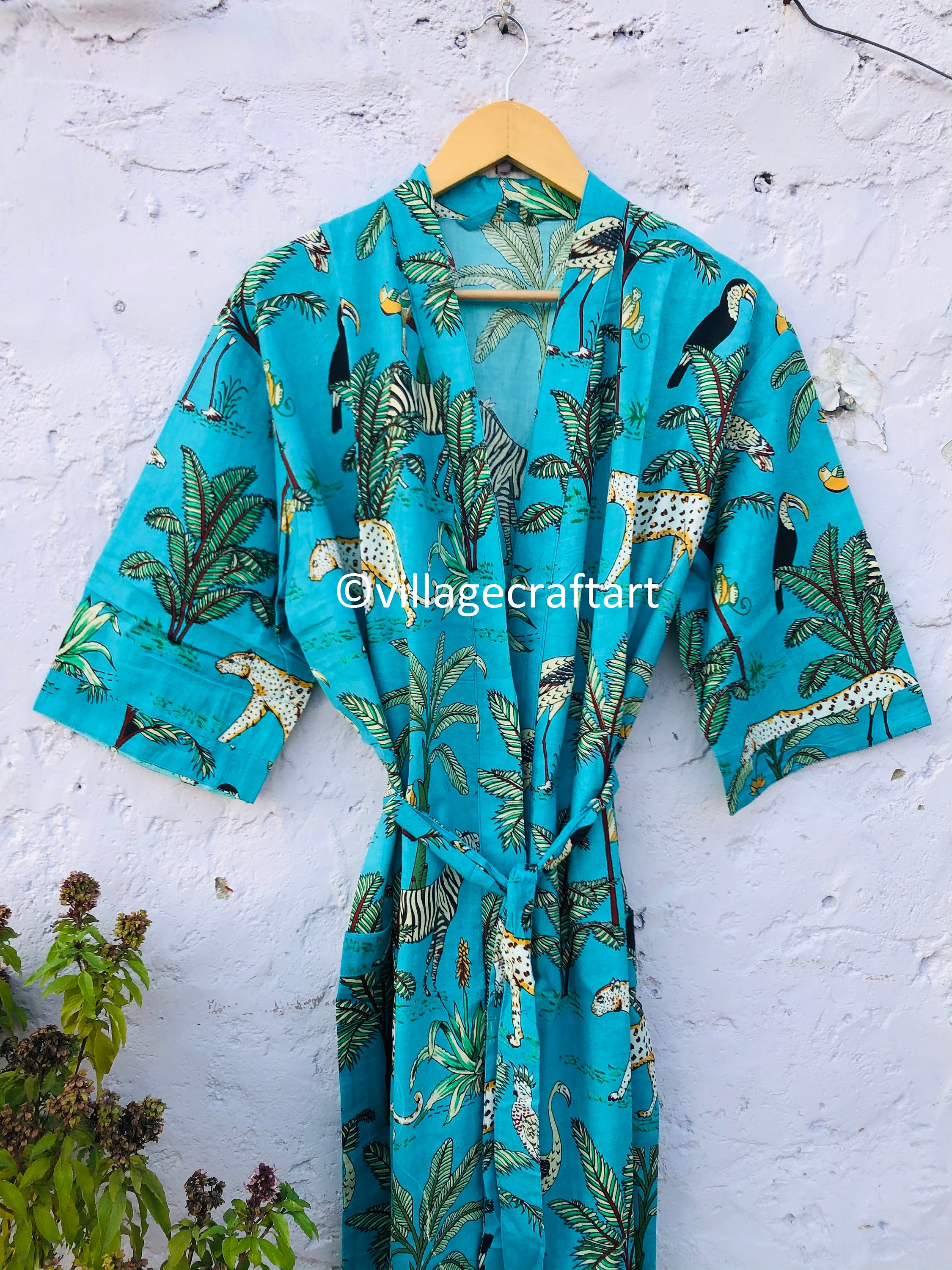 Tiger Print Cotton Kimono Bridesmaid Cotton Robe Kimonos for Etsy UK