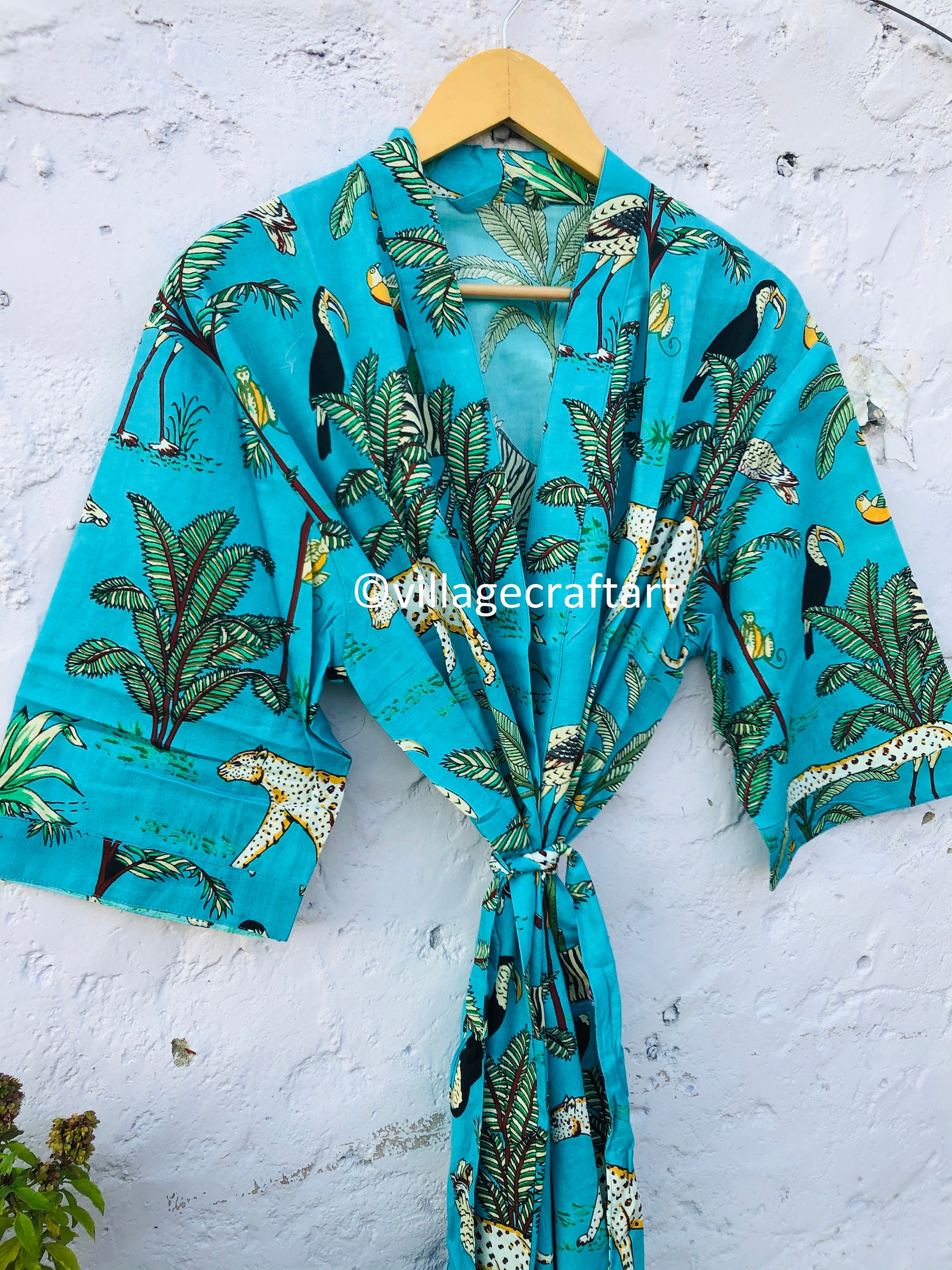 Tiger Print Cotton Kimono Bridesmaid Cotton Robe Kimonos for Etsy UK