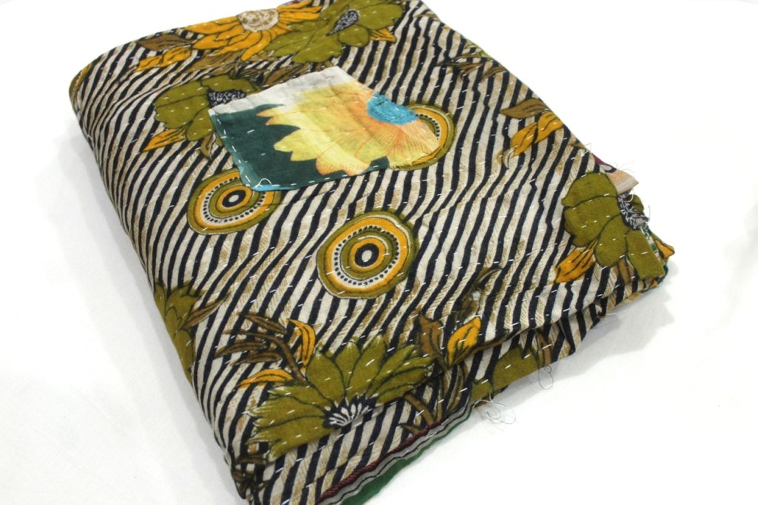 Handmade QuiltReversible Blanket Indian Vintage Kantha Etsy