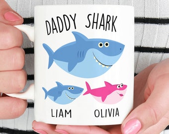 Personalized Daddy Shark Gift Mug Papa Shark Fathers Day Gift Baby Shark Gift for Dad From Daughter Gift From Son New Dad Mug from Wife