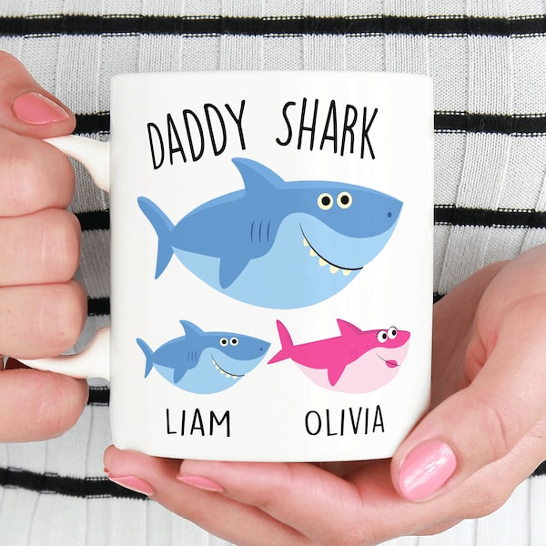 Personalized Daddy Shark Gift Mug Papa Shark Fathers Day Gift Baby Shark Gift for Dad From Daughter Gift From Son New Dad Mug from Wife
