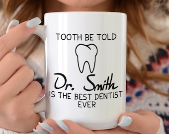 Tazza Personalizzata Per Dentista - Nero Con Manico Bianco - Regalo Su Misura Con Nome E Messaggio - 4