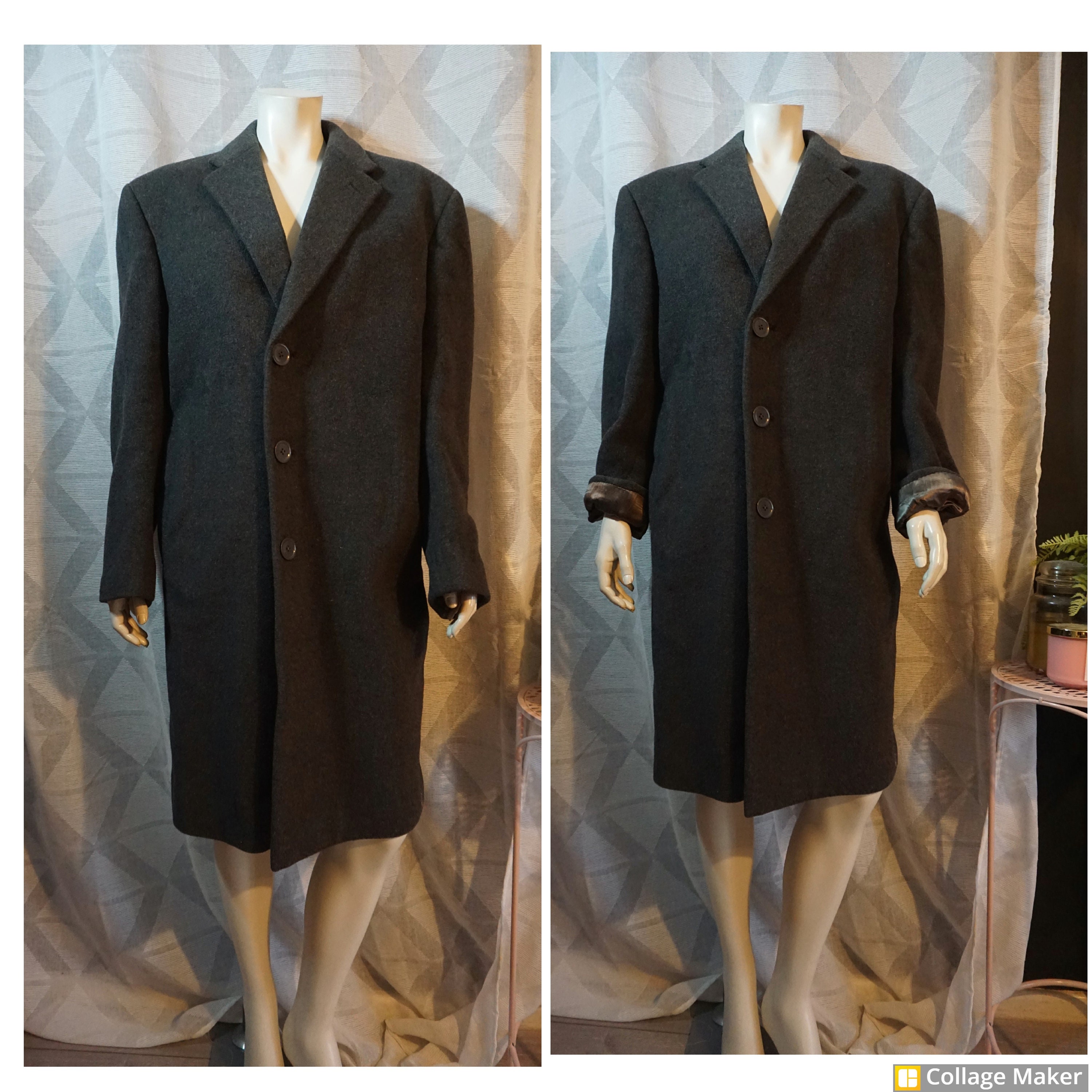 Vintage 1960's Grey Wool Overcoat Bernard Kolsky London M L
